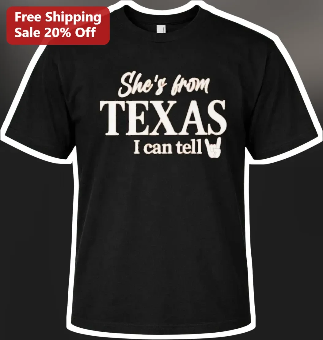 She's From Texas I Can Tell Tee Country Music Hook Em Horns Graphic Shirt For Women
