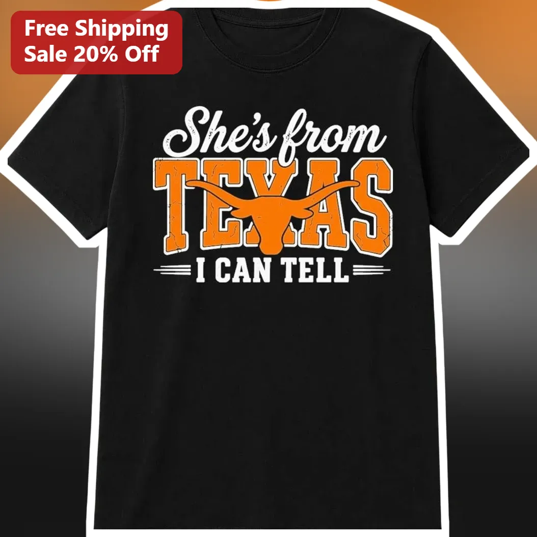 She's from Texas I Can Tell Tee Vintage Longhorn Graphic Shirt for Women Country Music Fan Gift