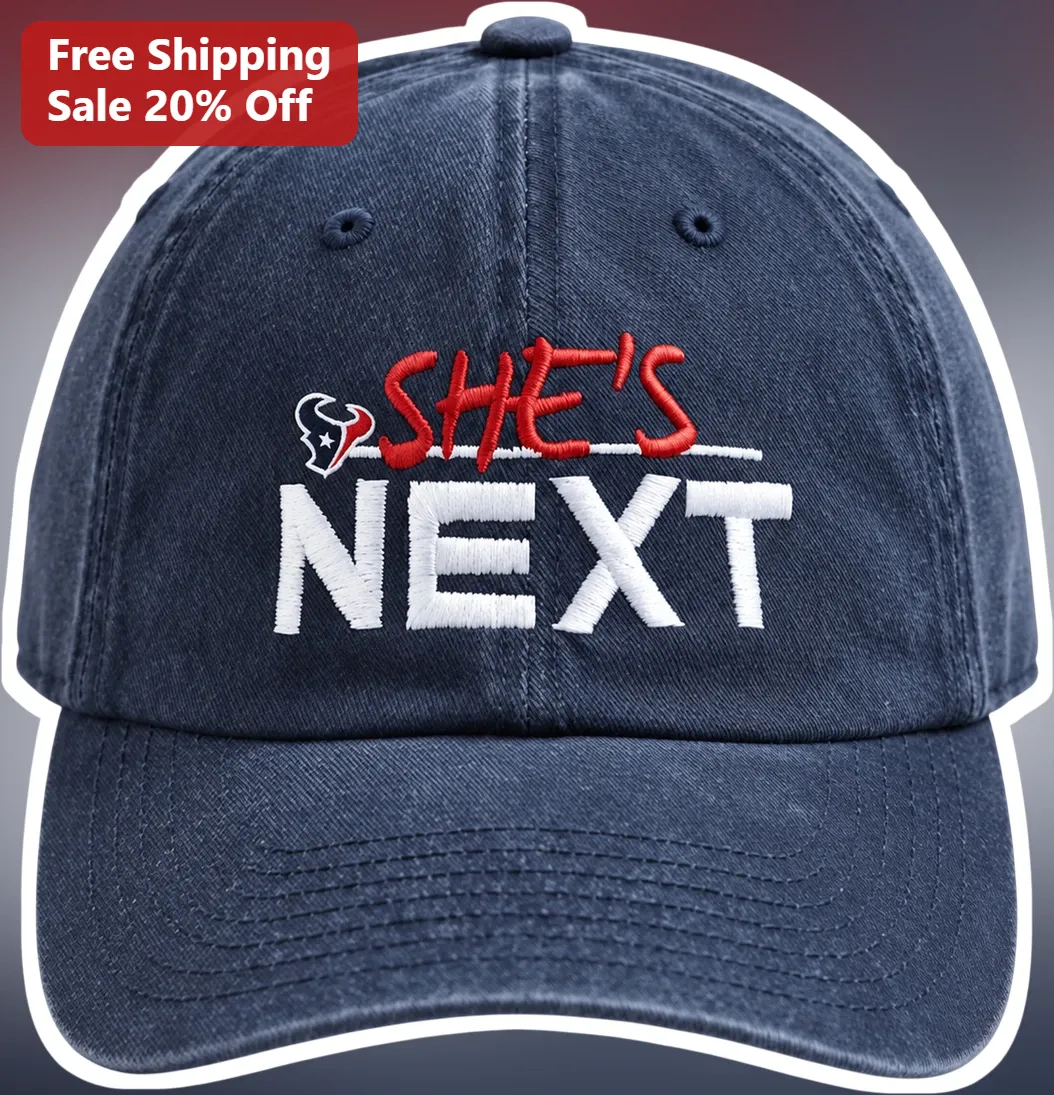 She's Next Hat Embroidered Navy Denim Dad Cap Houston Texans Fan Gift