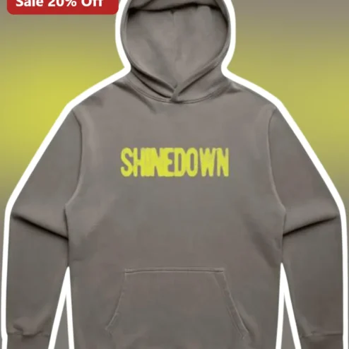 Shinedown Hoodie Grey Pullover Rock Band Merch Logo Graphic Sweatshirt for Men Women