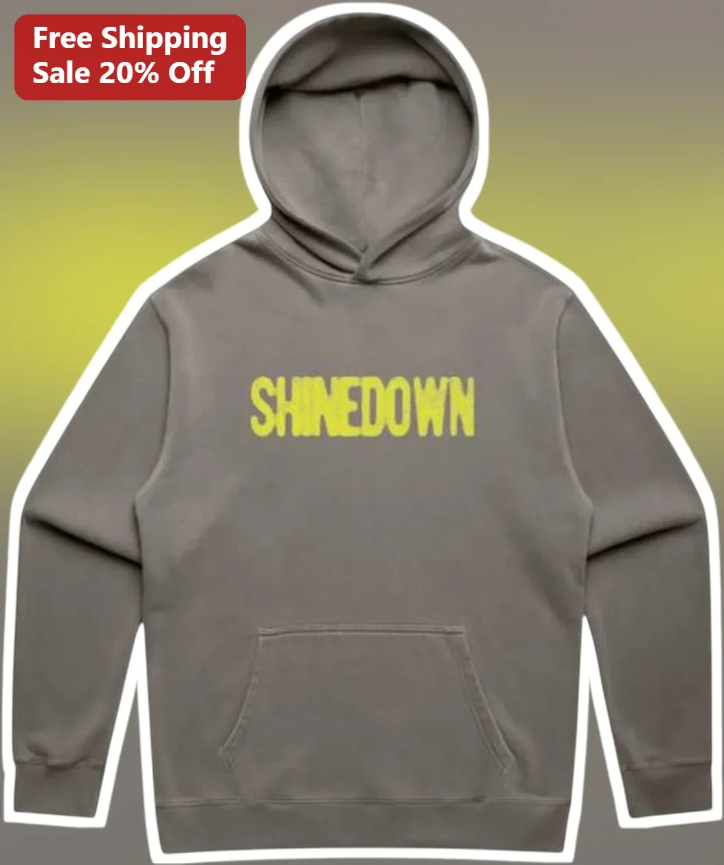 Shinedown Hoodie Grey Pullover Rock Band Merch Logo Graphic Sweatshirt for Men Women