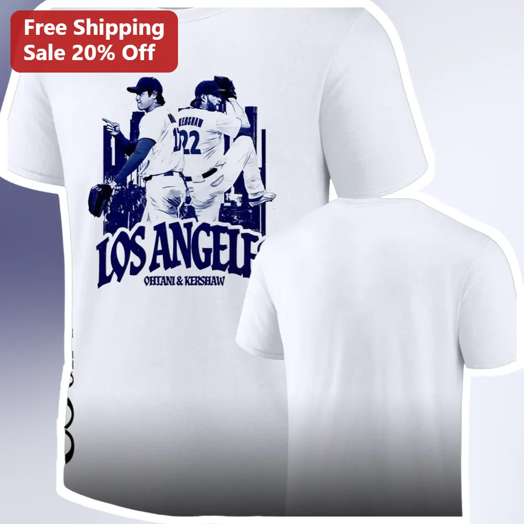 Shohei Ohtani Clayton Kershaw Los Angeles Dodgers Vintage Baseball Tee