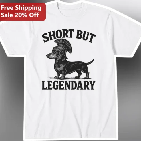 Short But Legendary Dachshund Gladiator Tee Funny Wiener Dog Vintage Graphic Shirt Gift