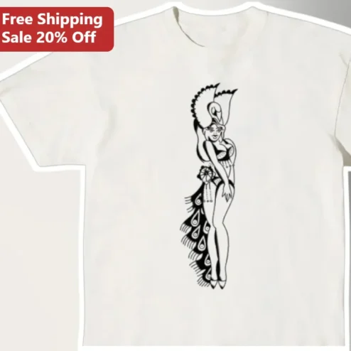 Showgirl Dancer Illustration Tee Vintage Cabaret Burlesque Graphic Shirt