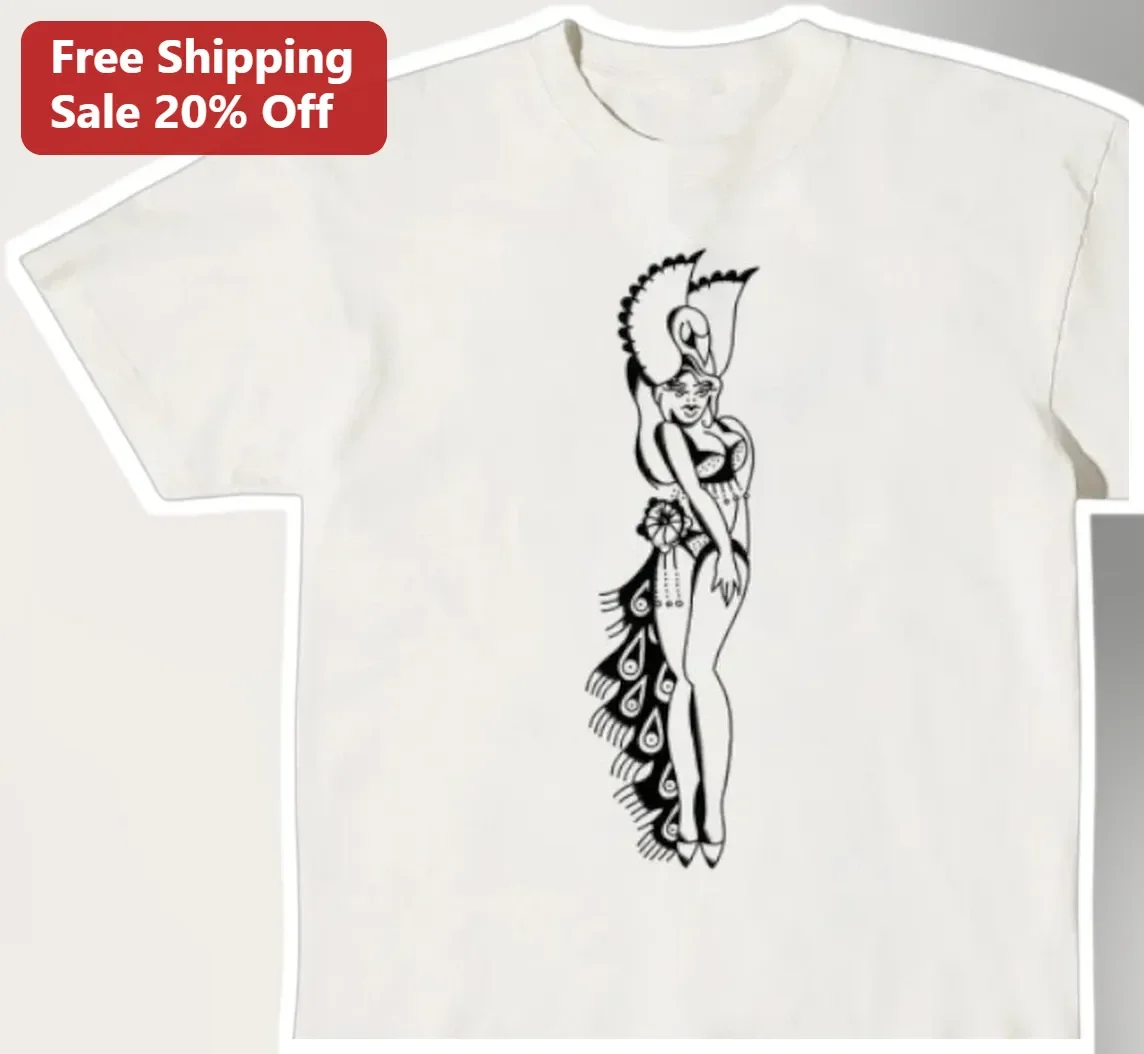 Showgirl Dancer Illustration Tee Vintage Cabaret Burlesque Graphic Shirt