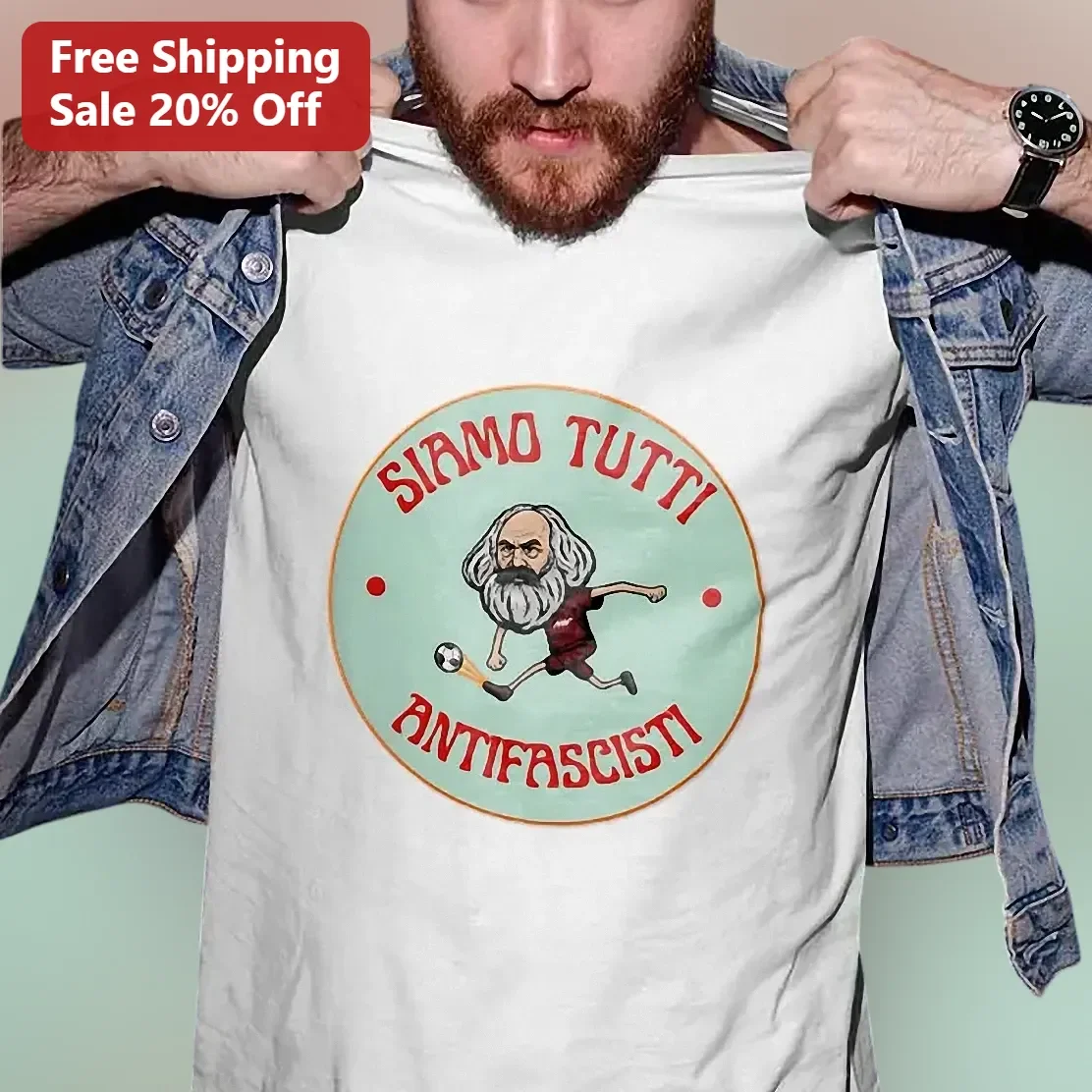 Siamo Tutti Antifascisti Karl Marx Soccer Graphic Tee