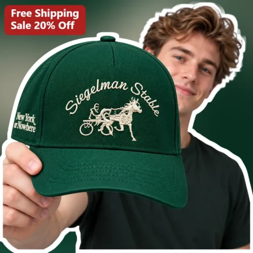 Siegelman Stable New York or Nowhere Hat Vintage Equestrian Embroidered Cap for Horse Racing Fans