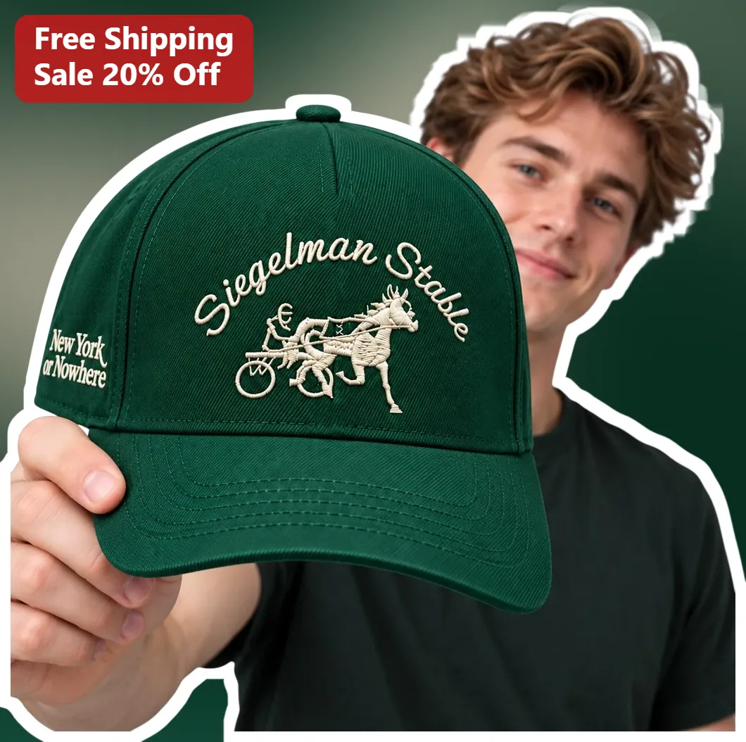 Siegelman Stable New York or Nowhere Hat Vintage Equestrian Embroidered Cap for Horse Racing Fans