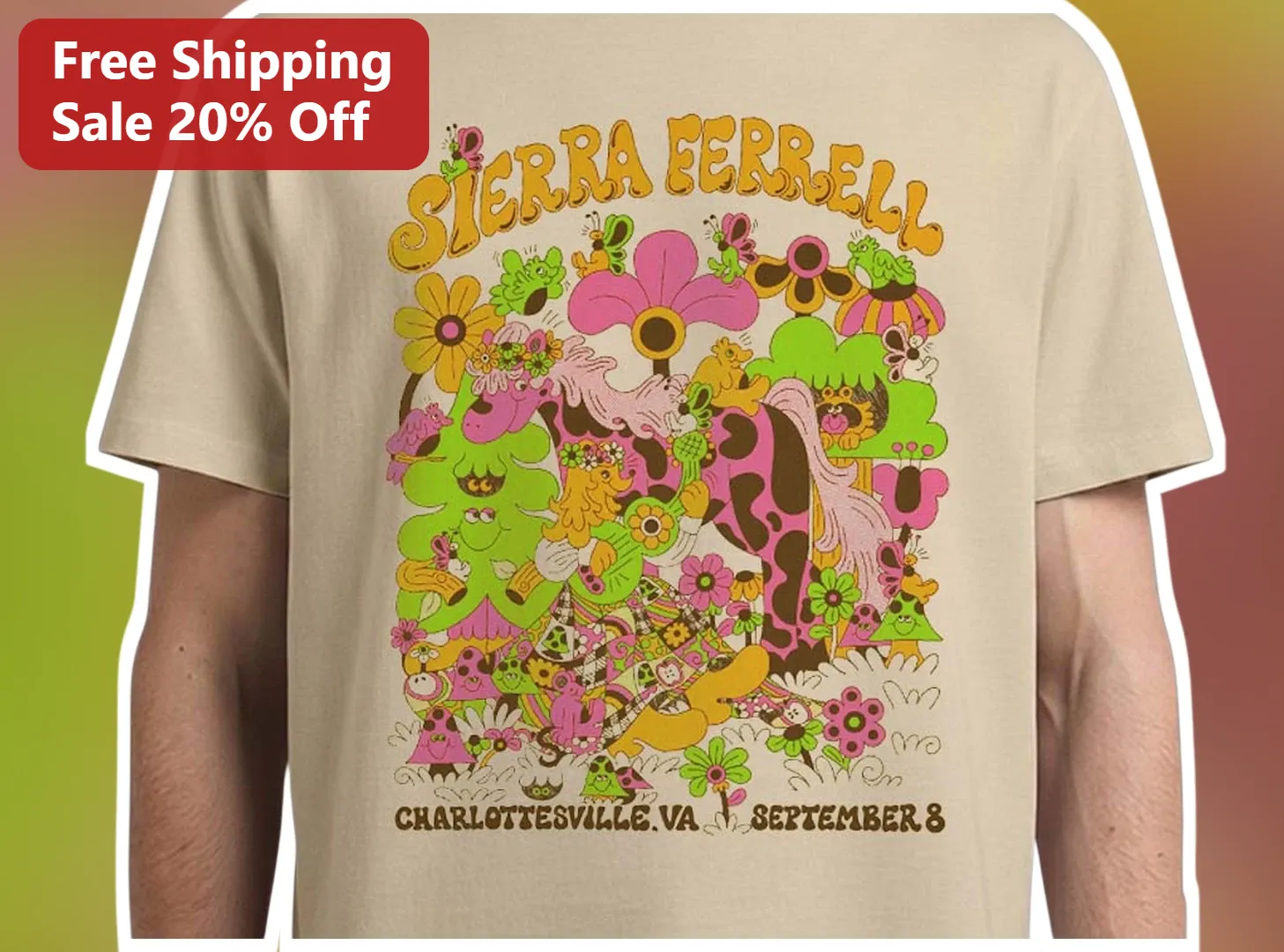Sierra Ferrell Charlottesville VA September 8 Tee Heavy Petal Tour Concert Shirt