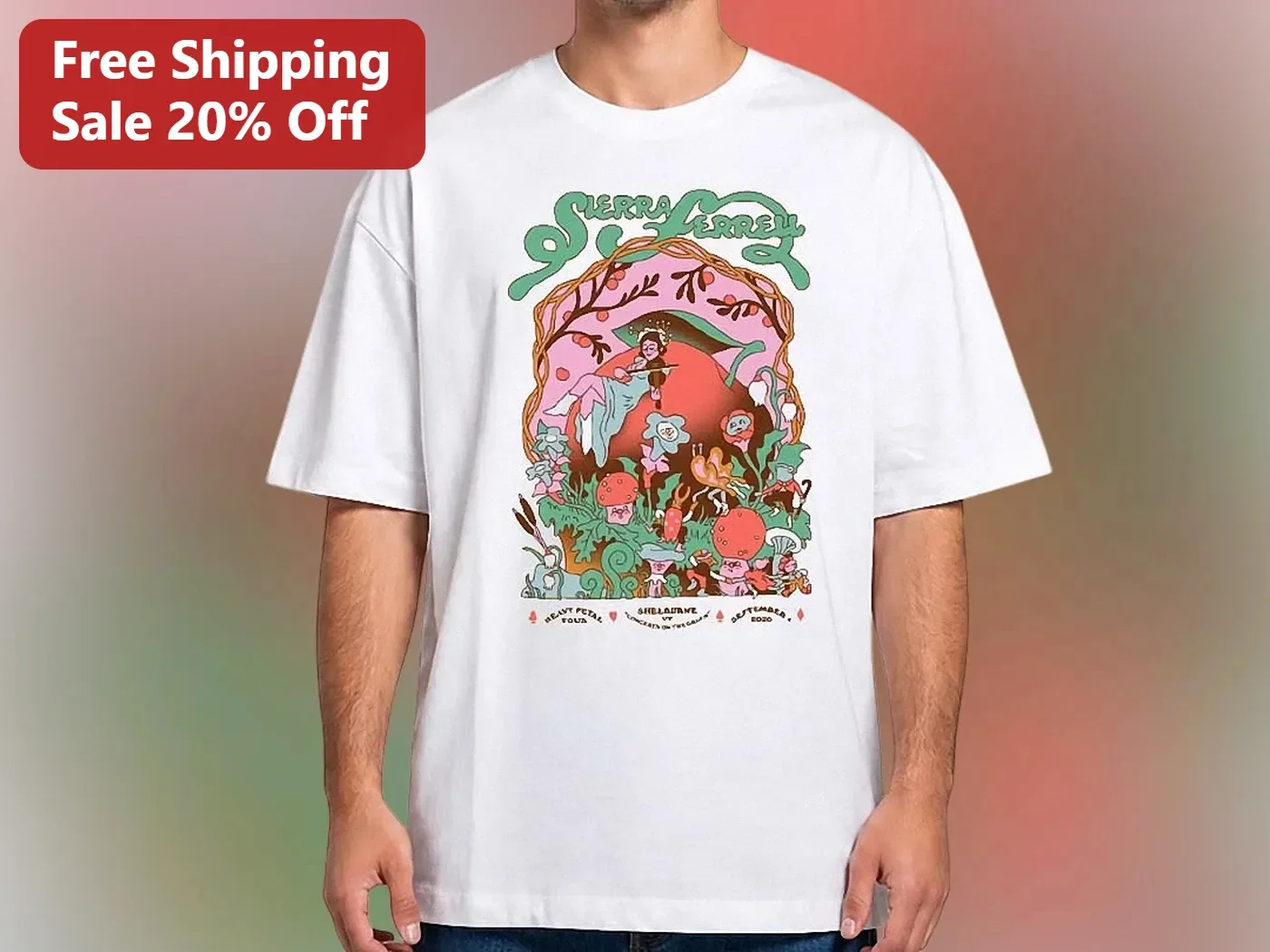 Sierra Ferrell Heart Petal Tour Graphic Tee Psychedelic Folk Music Merch