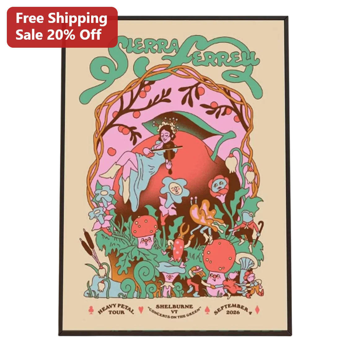 Sierra Ferrell Heavy Petal Tour Poster Psychedelic Folk Music Concert Art Print Wall Decor