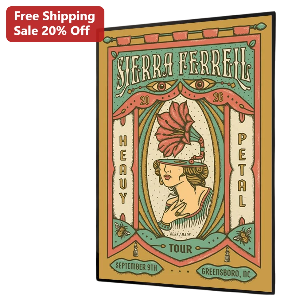 Sierra Ferrell Heavy Petal Tour Poster Vintage Art Nouveau Folk Music Concert Print Wall Decor