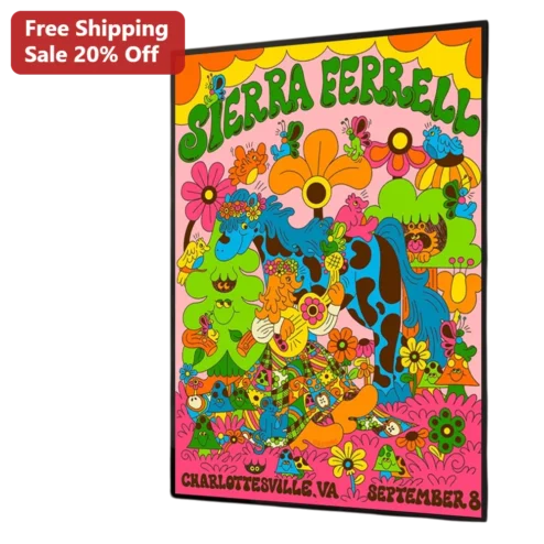 Sierra Ferrell Poster Charlottesville VA September 8 Heavy Petal Tour Psychedelic Concert Art Print