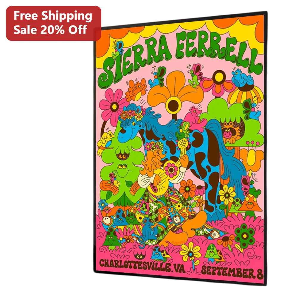 Sierra Ferrell Poster Charlottesville VA September 8 Heavy Petal Tour Psychedelic Concert Art Print