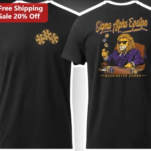 Sigma Alpha Epsilon Washington Gamma Chapter Tee SAE Fraternity Poker Lion Shirt