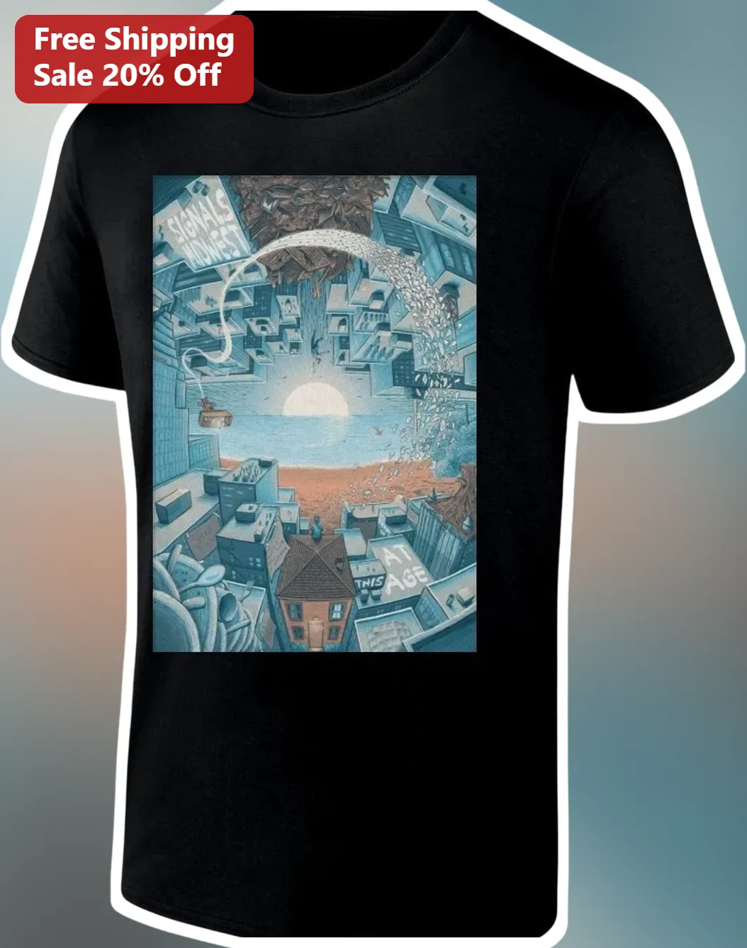 Signals Honest At This Age Surreal Cityscape Graphic Tee