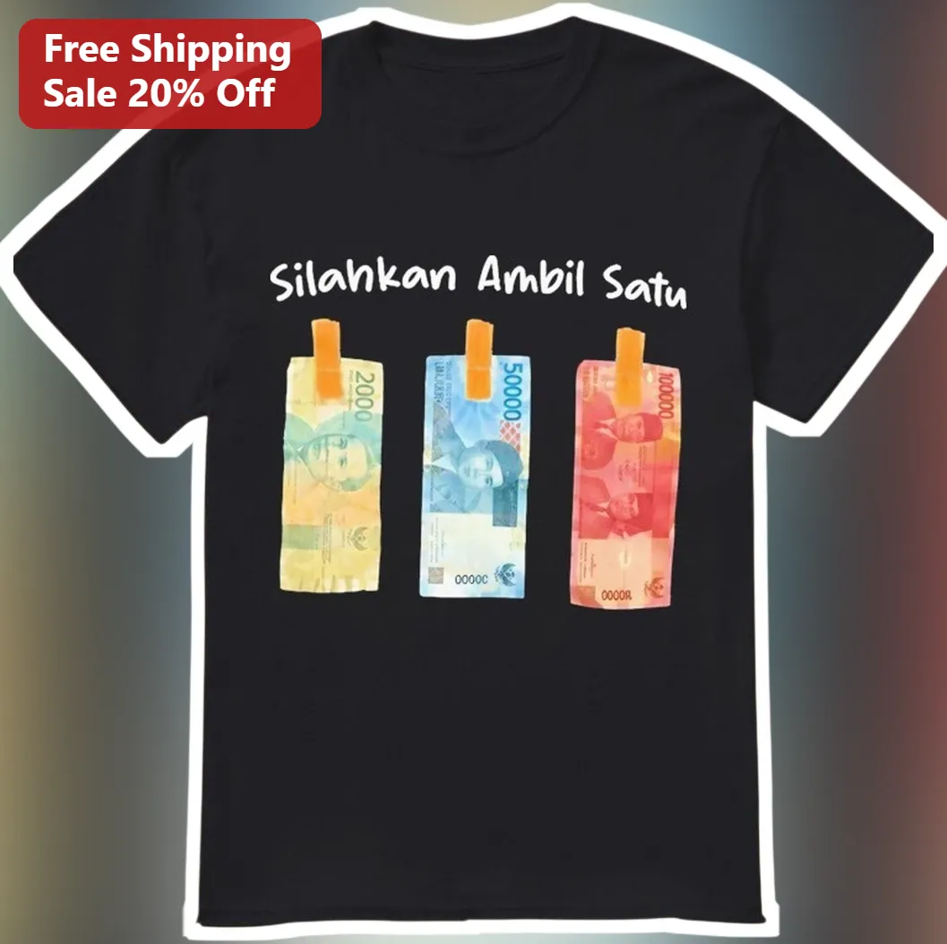 Silahkan Ambil Satu Funny Money Graphic Tee Black Cotton Novelty Shirt