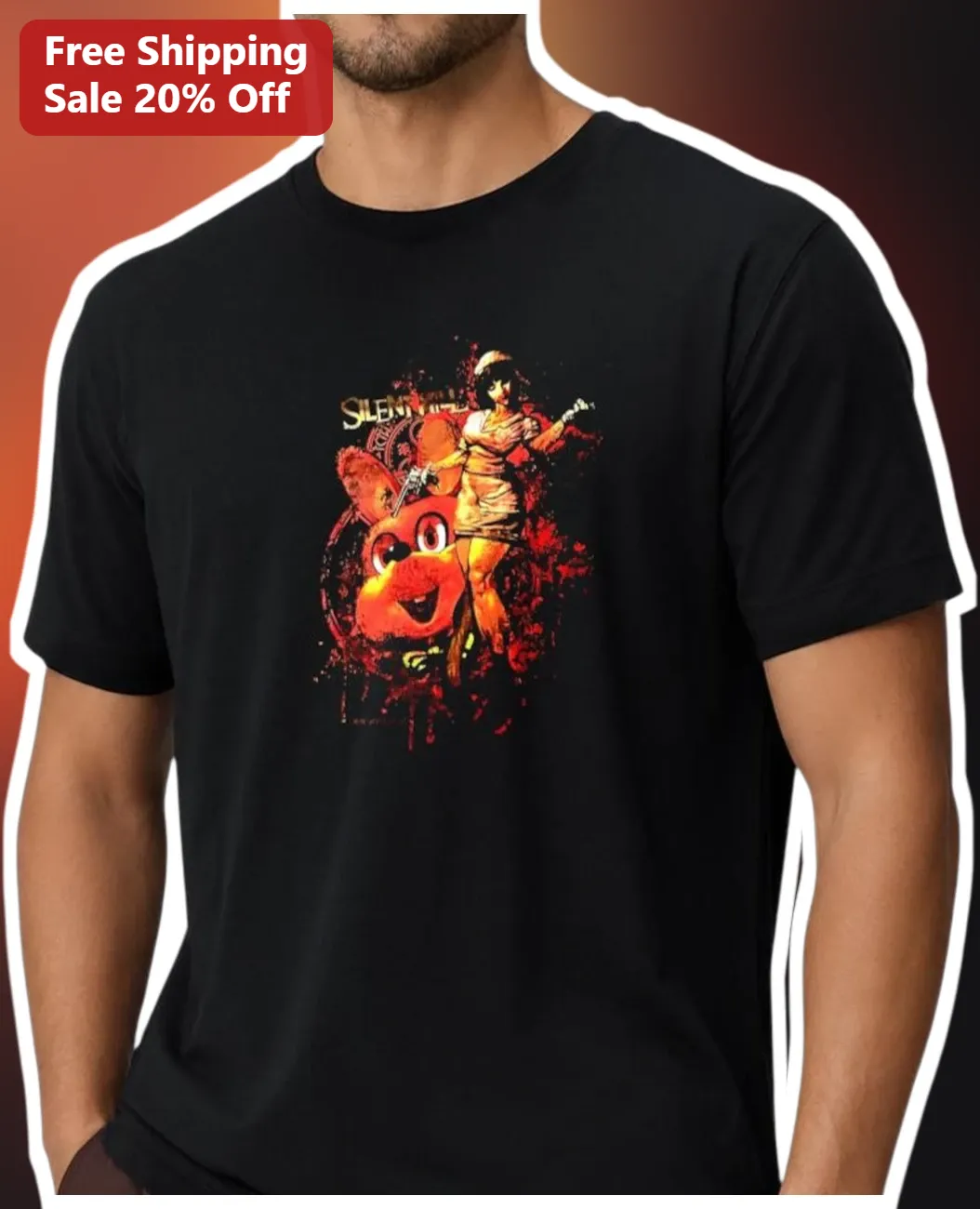 Silent Hill Pyramid Head Vintage Horror Graphic Tee Black Distressed Shirt