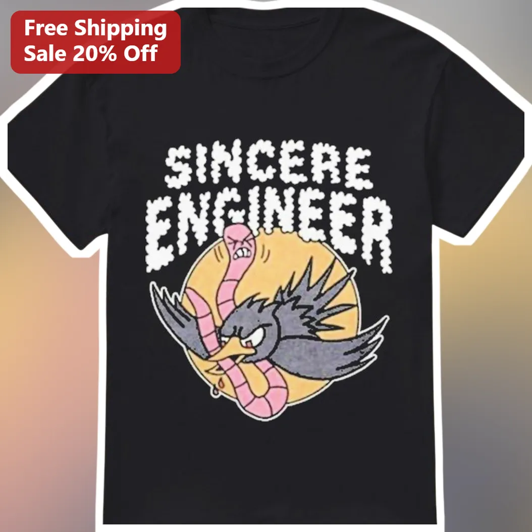 Sincere Engineer Graphic Tee Retro Pixel Art Bird vs Snake Funny Gift for Engineers