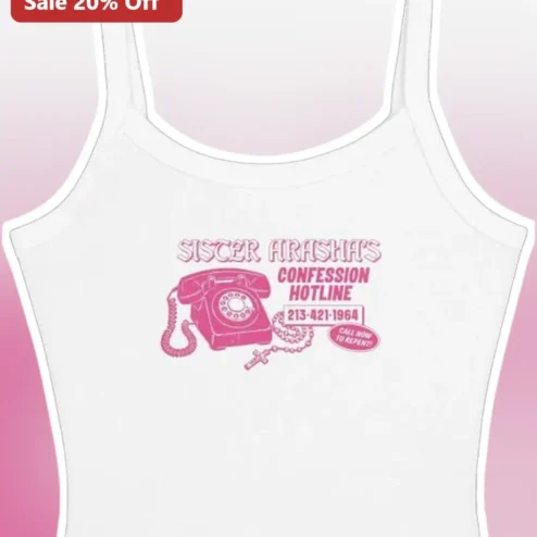 Sister Arasha's Confession Hotline Call Now To Repent Tank Top Y2K Catholic Humor Gift