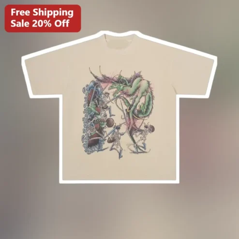 Skeletons vs Dragon Basketball Team Tee Vintage Fantasy D&D Graphic Shirt