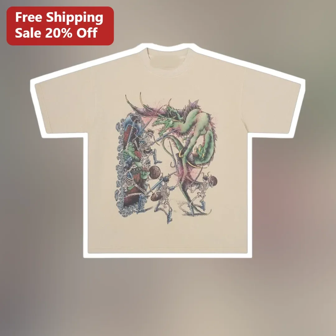 Skeletons vs Dragon Basketball Team Tee Vintage Fantasy D&D Graphic Shirt
