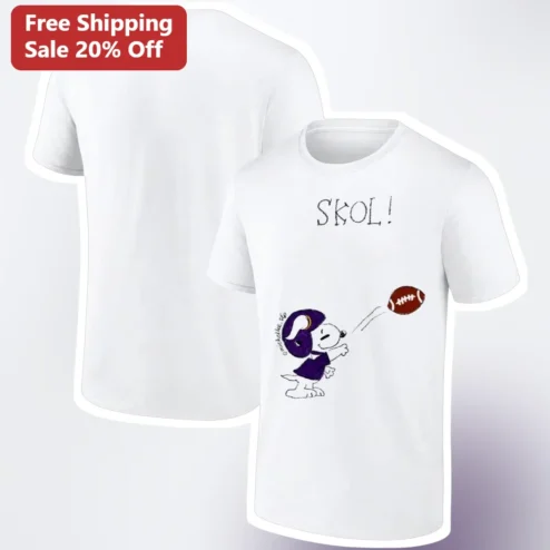 SKOL Snoopy Football Tee Minnesota Game Day Fan Graphic Shirt for Men and Women