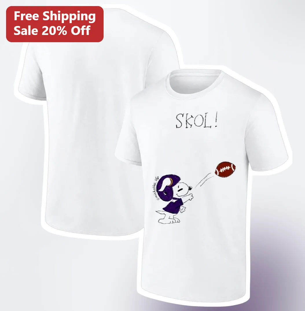 SKOL Snoopy Football Tee Minnesota Game Day Fan Graphic Shirt for Men and Women