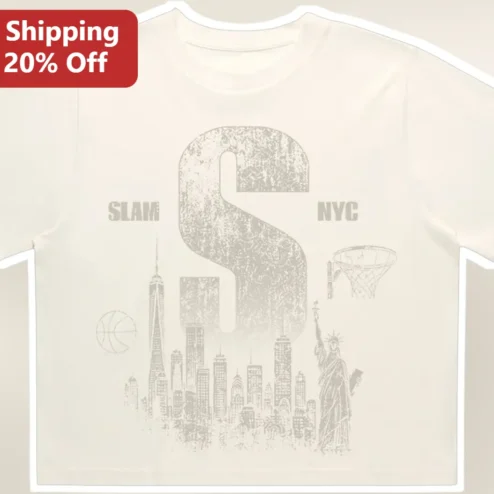 SLAM NYC Tee Basketball New York City Skyline Graphic Shirt for Men Women