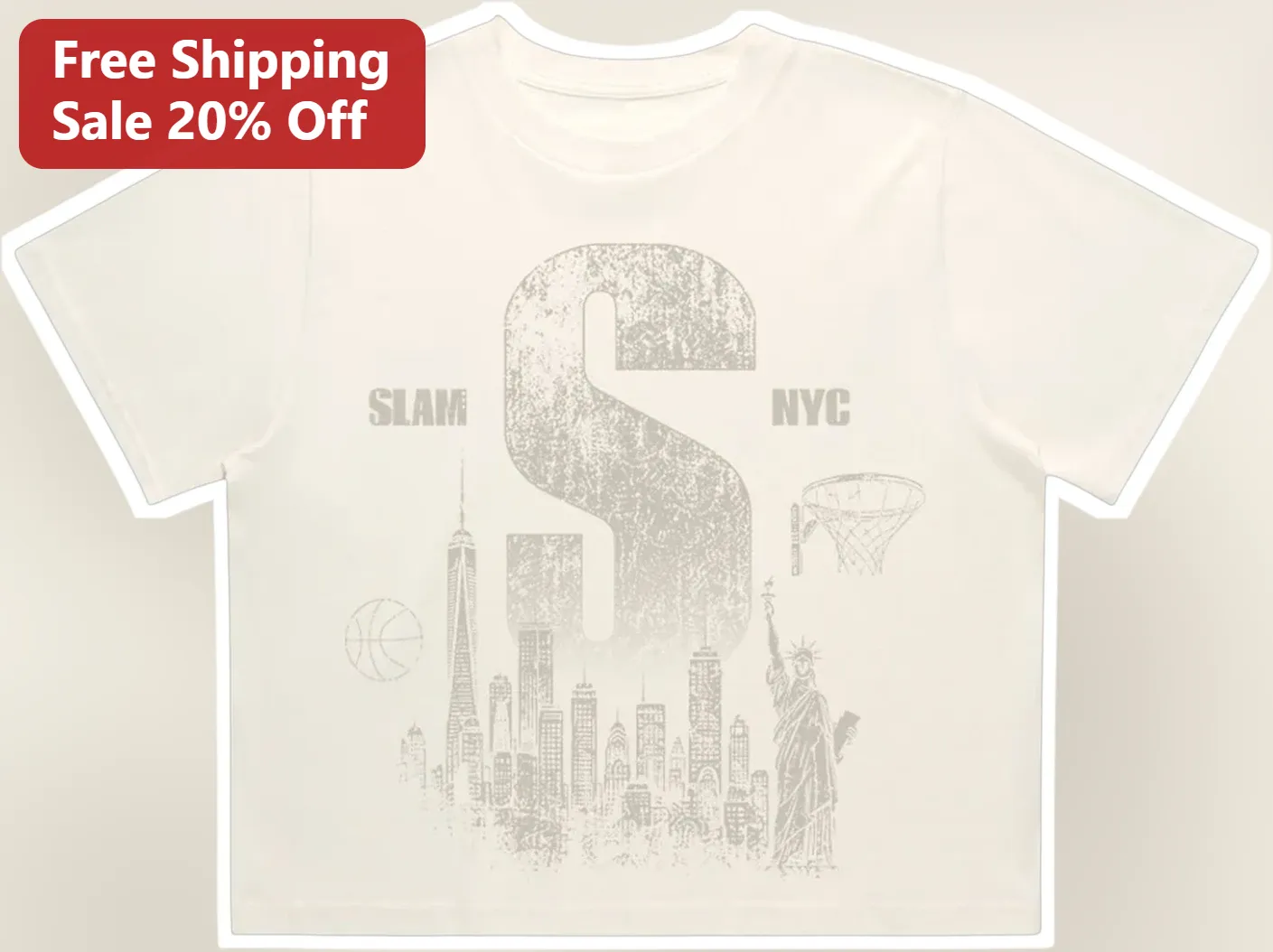 SLAM NYC Tee Basketball New York City Skyline Graphic Shirt for Men Women