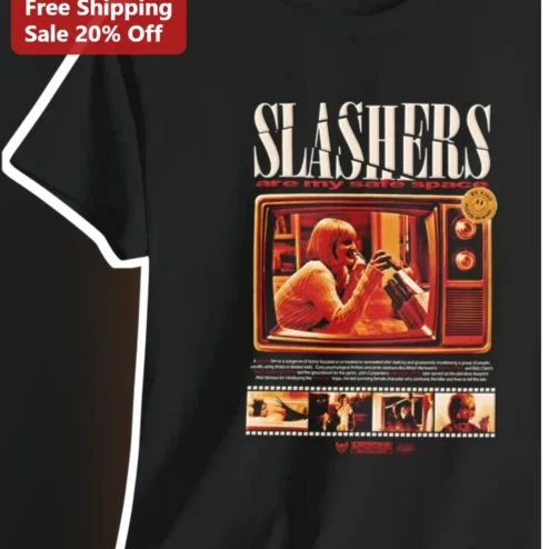 SLASHERS Are My Safe Space Tee Retro Horror Movie Fan Gift Caitlin O'Heaney He Knows You're Alone Shirt