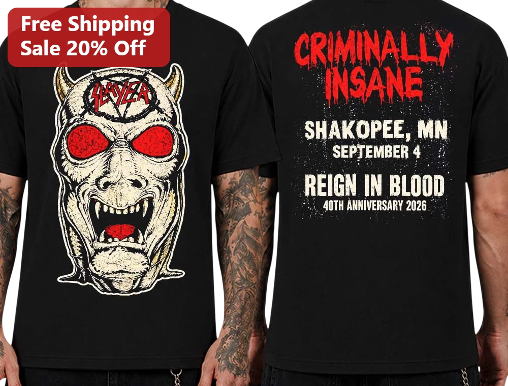 Slayer Criminally Insane Graphic Tee Thrash Metal Band Shirt