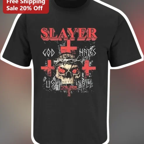 Slayer God Hates Us All Album Cover Graphic Tee Thrash Metal Band Merch