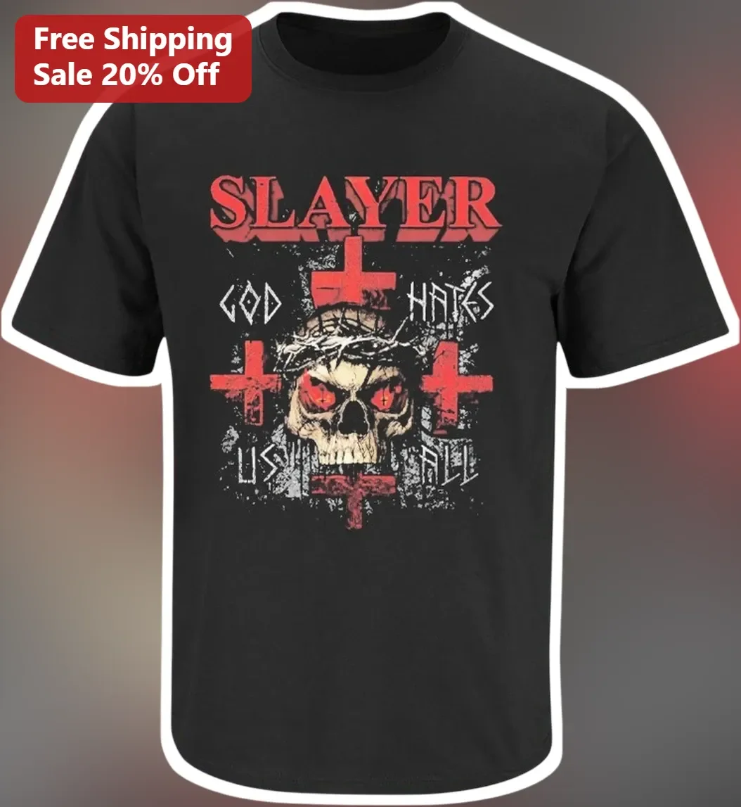 Slayer God Hates Us All Album Cover Graphic Tee Thrash Metal Band Merch