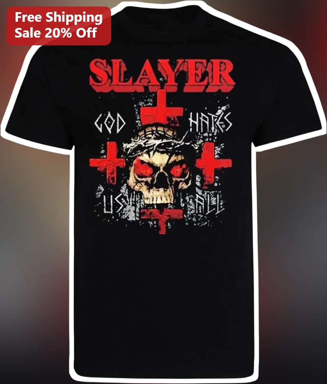 Slayer God Hates Us All Graphic Tee Thrash Metal Band Merch