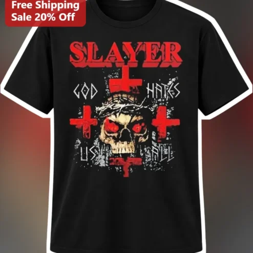 Slayer God Hates Us All Graphic Tee Thrash Metal Band Merch Shirt