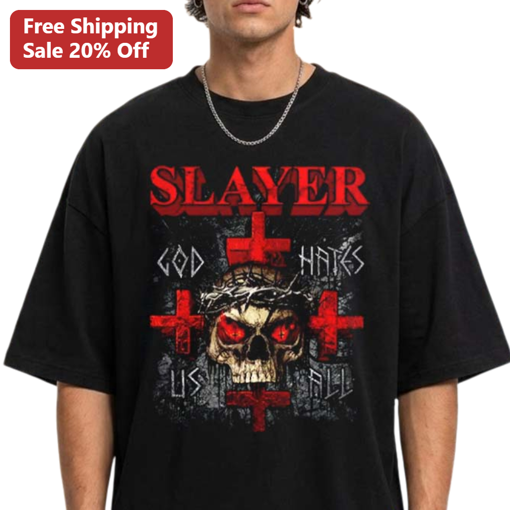 Slayer God Hates Us All Tee Heavy Metal Thrash Band Graphic Shirt for Rock Fans