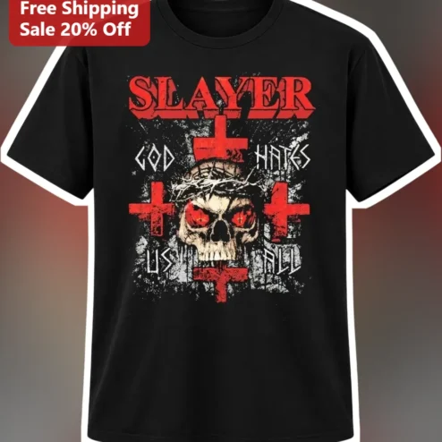 Slayer God Hates Us All Thrash Metal Band Tee Vintage Heavy Metal Graphic Shirt