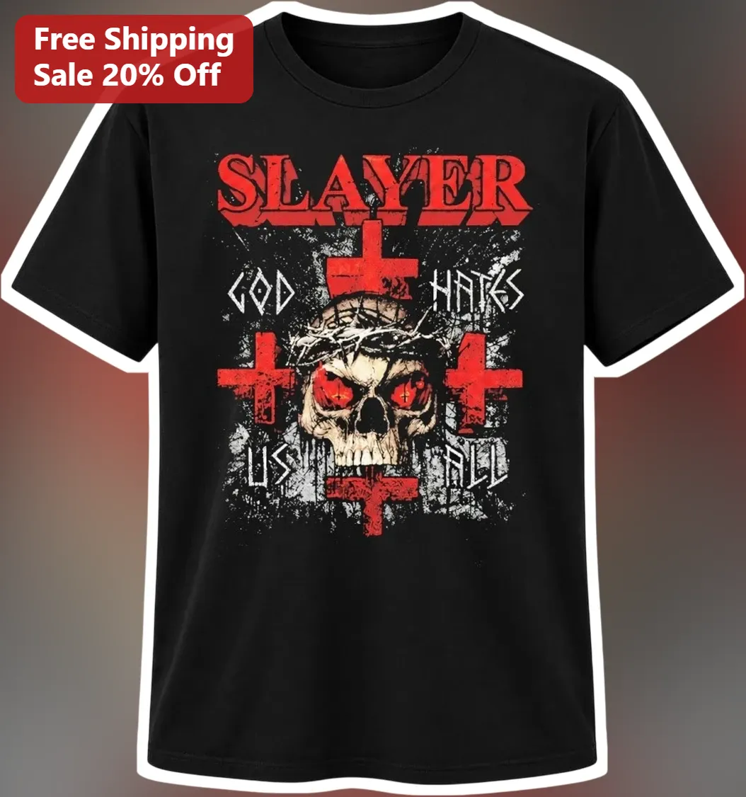 Slayer God Hates Us All Thrash Metal Band Tee Vintage Heavy Metal Graphic Shirt