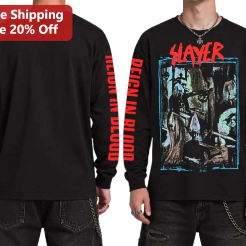 Slayer Reign In Blood Long Sleeve Tee Thrash Metal Band Merch