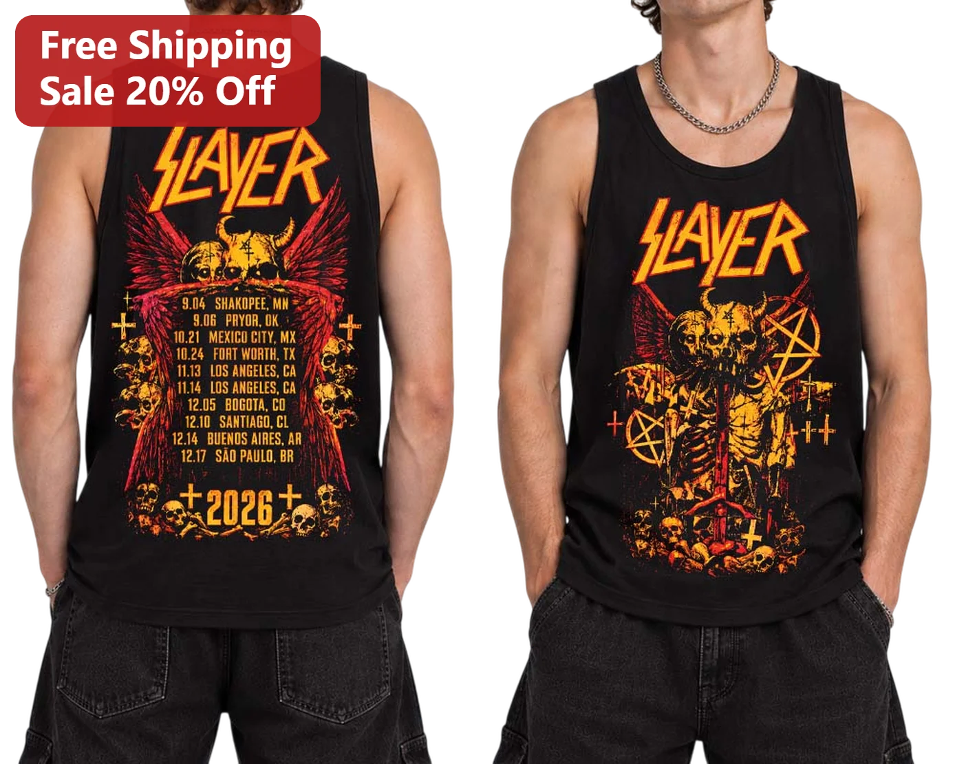 Slayer Thrash Metal Band Logo Tank Top Heavy Metal Merch Gift