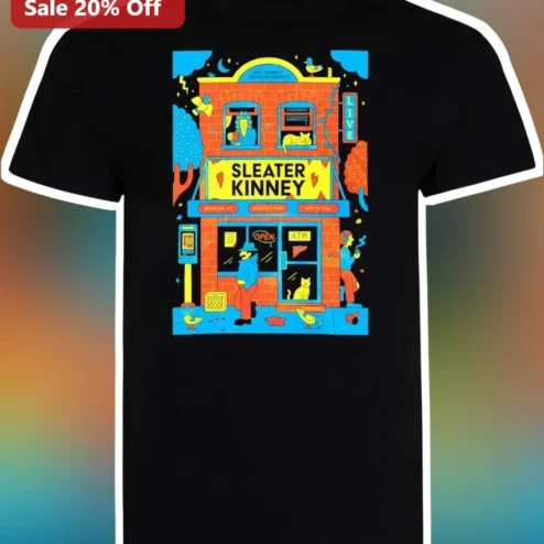 Sleater-Kinney Indie Rock Band Graphic Tee Black Cotton Shirt