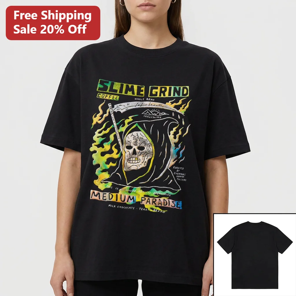 Slime Grind Coffee Medium Paradise Grim Reaper Tee for Coffee Lovers