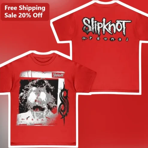 Slipknot Arsenal Ghostface Scream Mask Graphic Tee Heavy Metal Horror Shirt