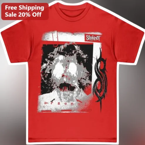 Slipknot Arsenal Vintage Graphic Tee Red Heavy Metal Band Merch Shirt