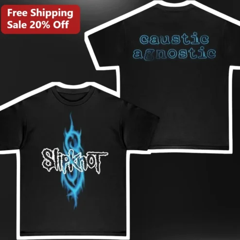 Slipknot Caustic Agnostic Tee Band Merch Screen Printed Front Back Graphic Shirt for Metal Fans