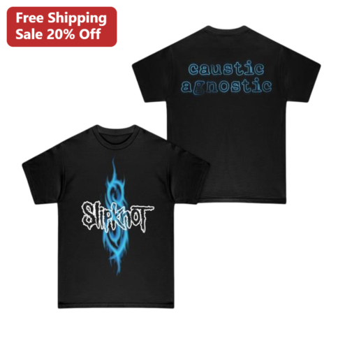 Slipknot Caustic Agnostic Tee Heavy Metal Band Shirt Blue Tribal Flame Nu Metal Rock Merch