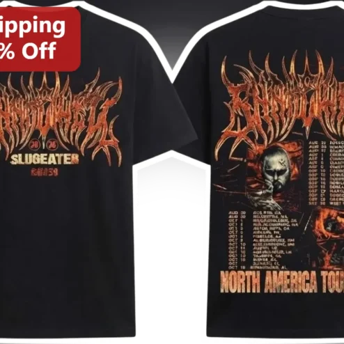 SLUGEATER Extreme Metal Band Tour Graphic Tee Black Death Metal Shirt