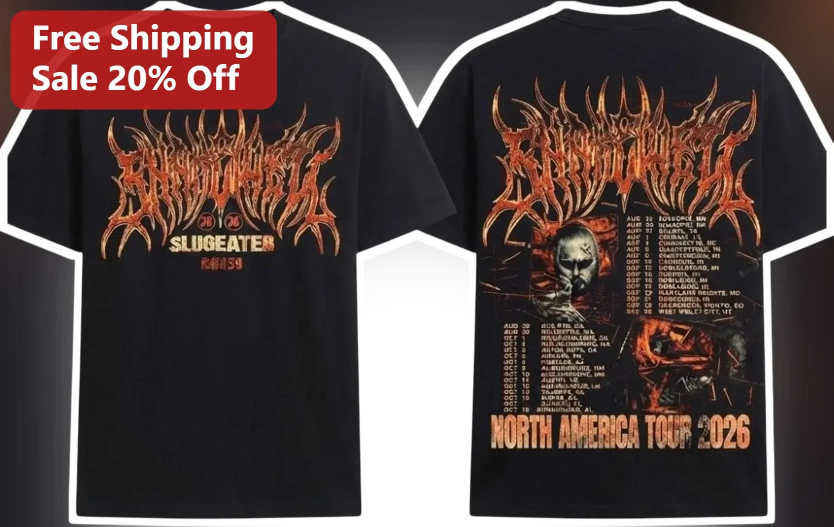 Slugeater North America Tour 2026 Death Metal Band Tee