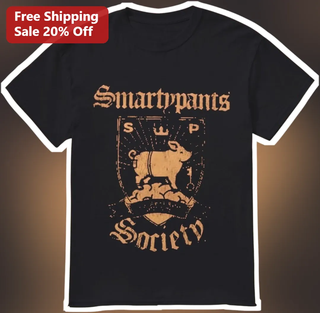 Smartypants Society Tee Vintage Distressed Pig Crest Graphic Shirt for Fans